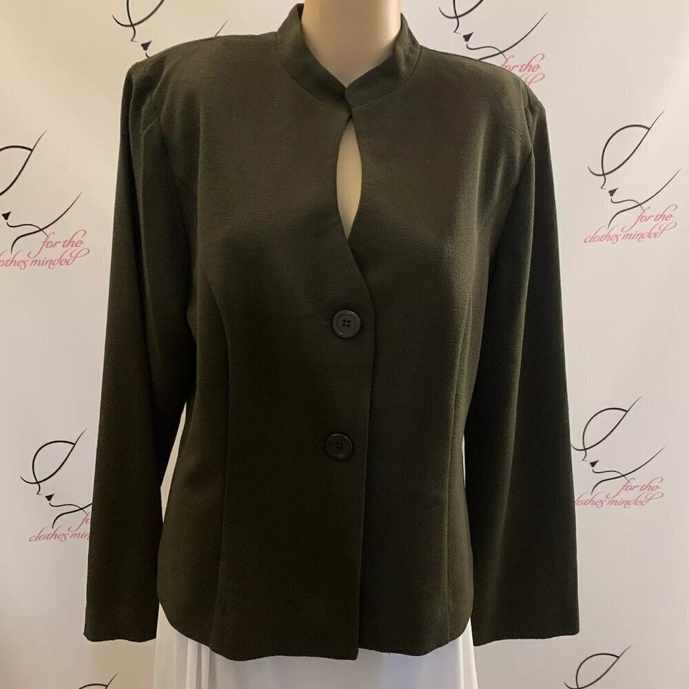 J Taylor. Size 12. Dark Olive Drab Green. Long Sleeve. Unlined Jacket. DB2